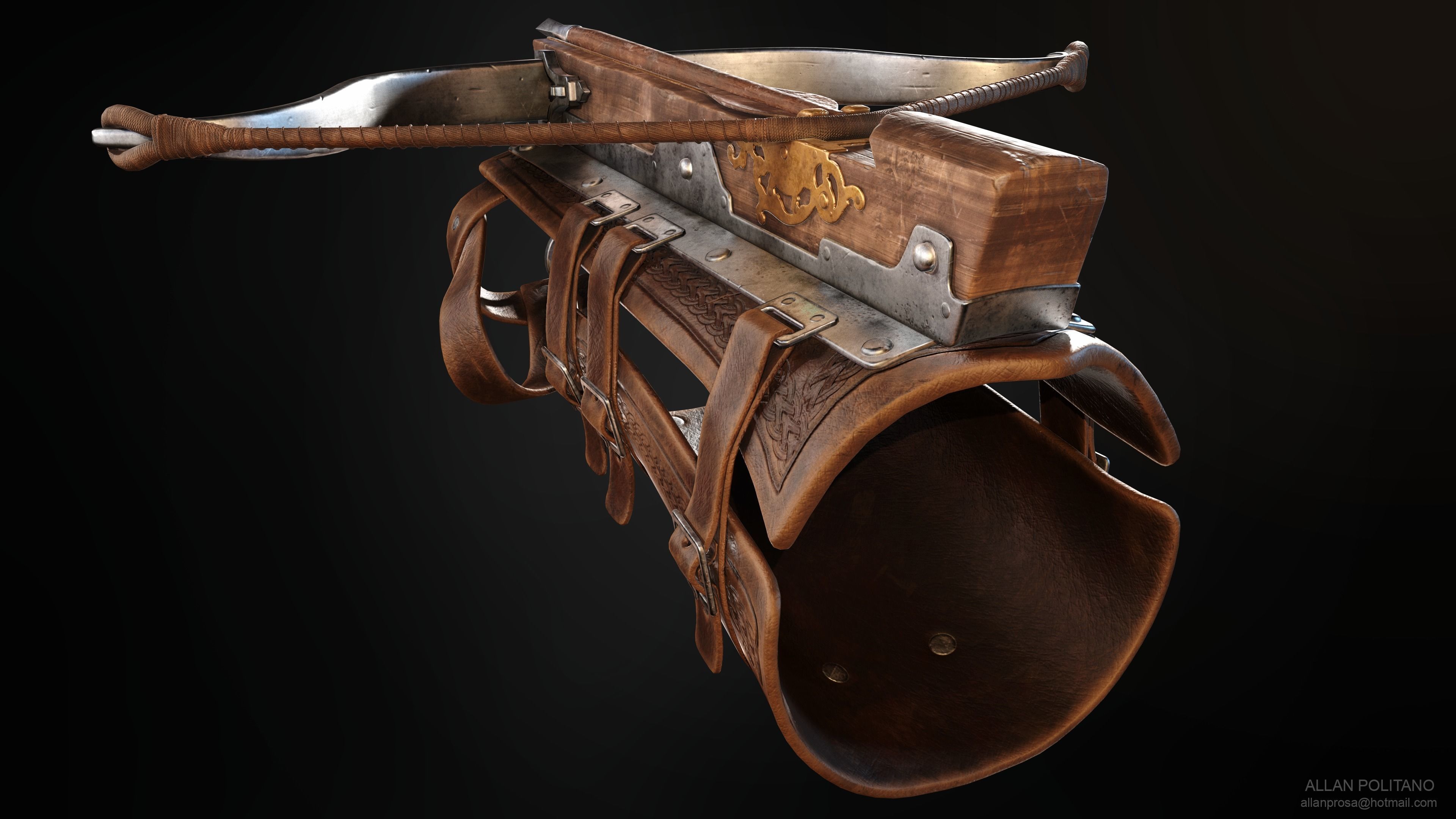 Medieval Gauntlet Crossbow Low-poly 3D model_2