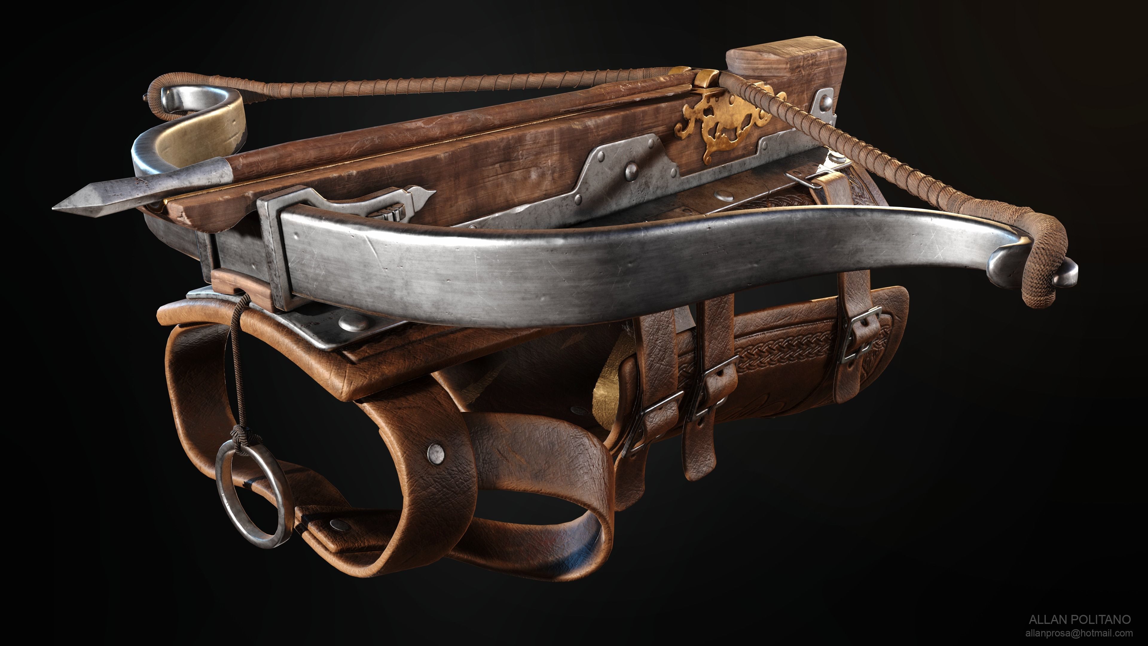 Medieval Gauntlet Crossbow Low-poly 3D model_1