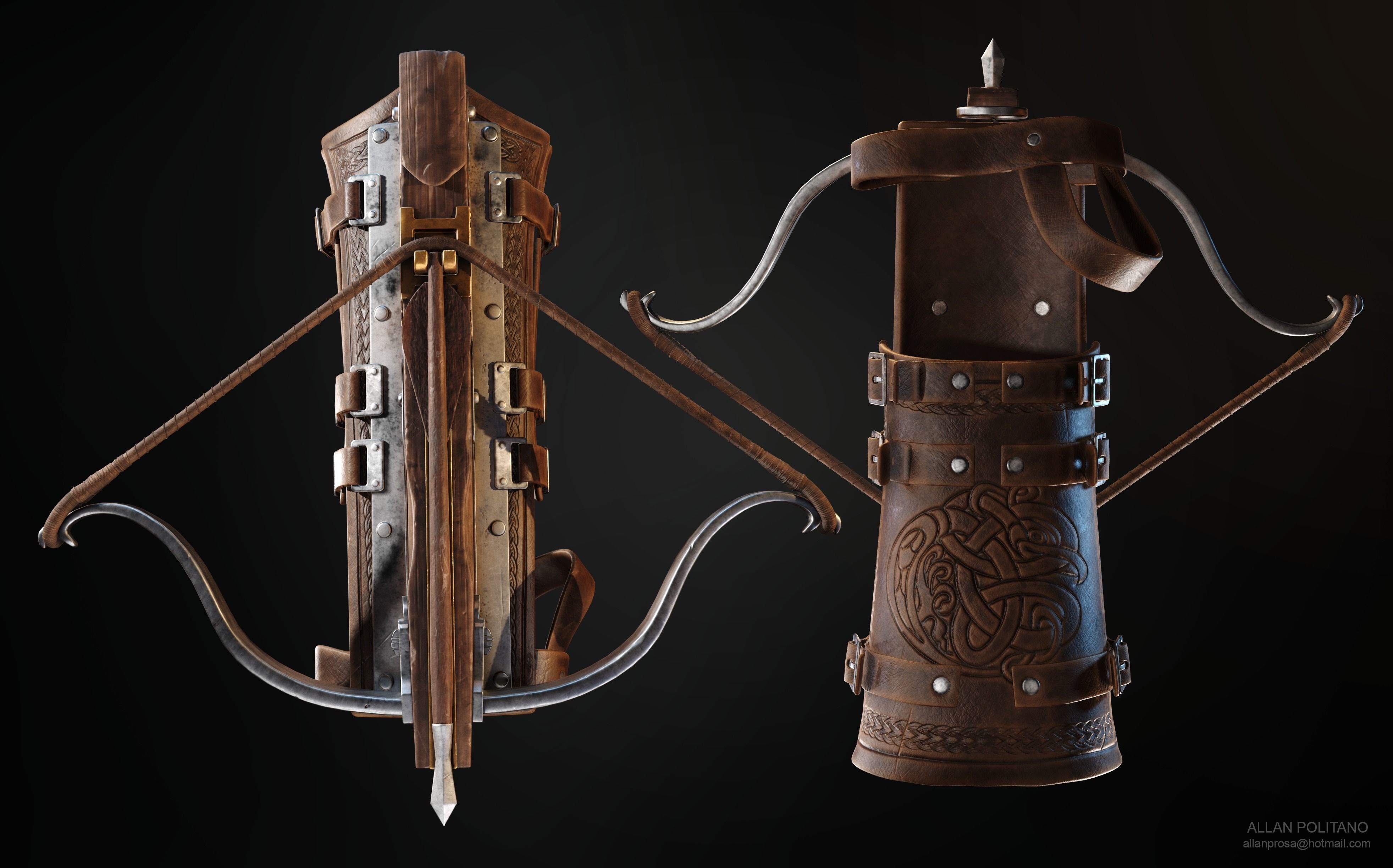 Medieval Gauntlet Crossbow Low-poly 3D model_5