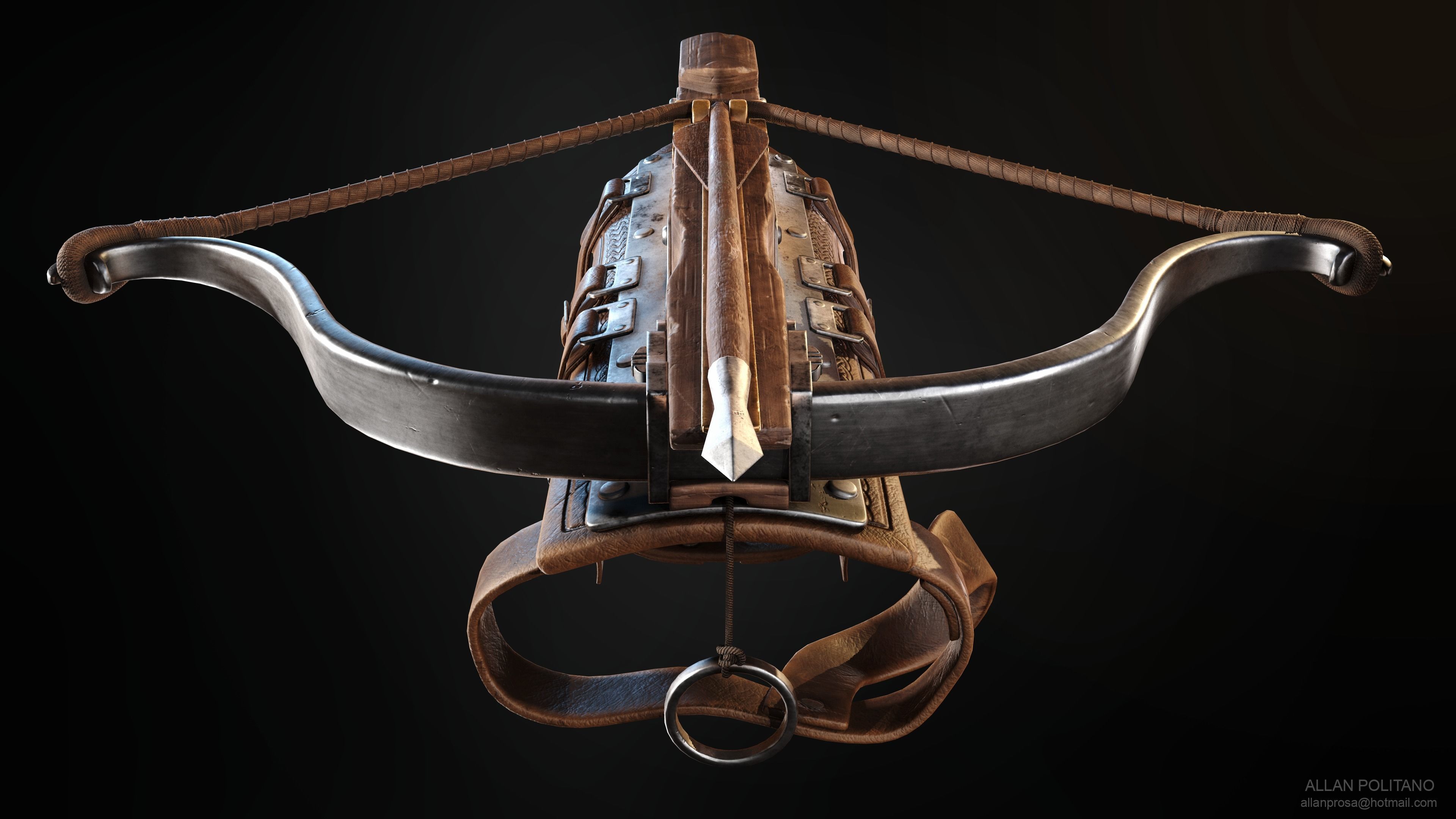 Medieval Gauntlet Crossbow Low-poly 3D model_3