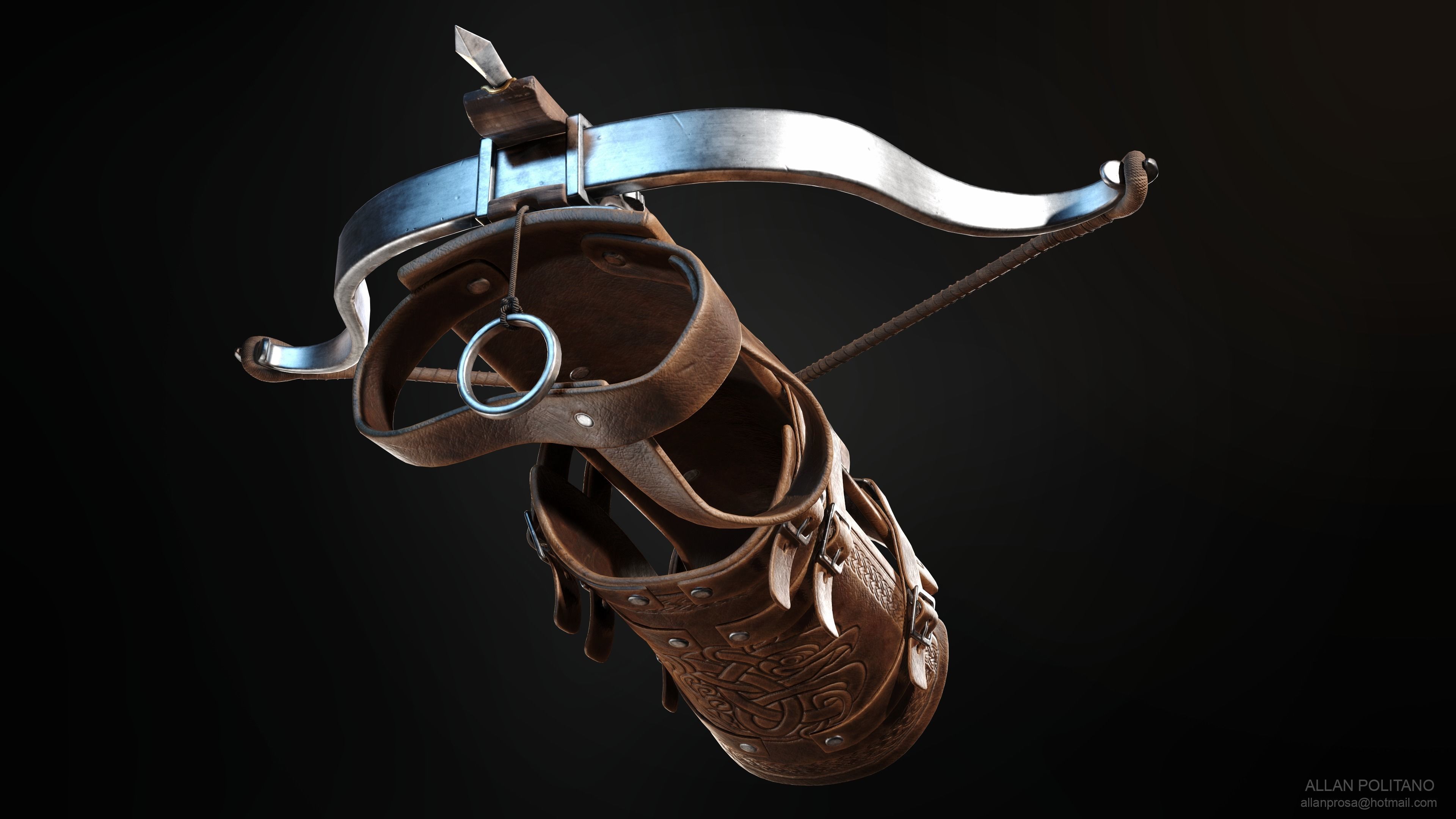 Medieval Gauntlet Crossbow Low-poly 3D model_4