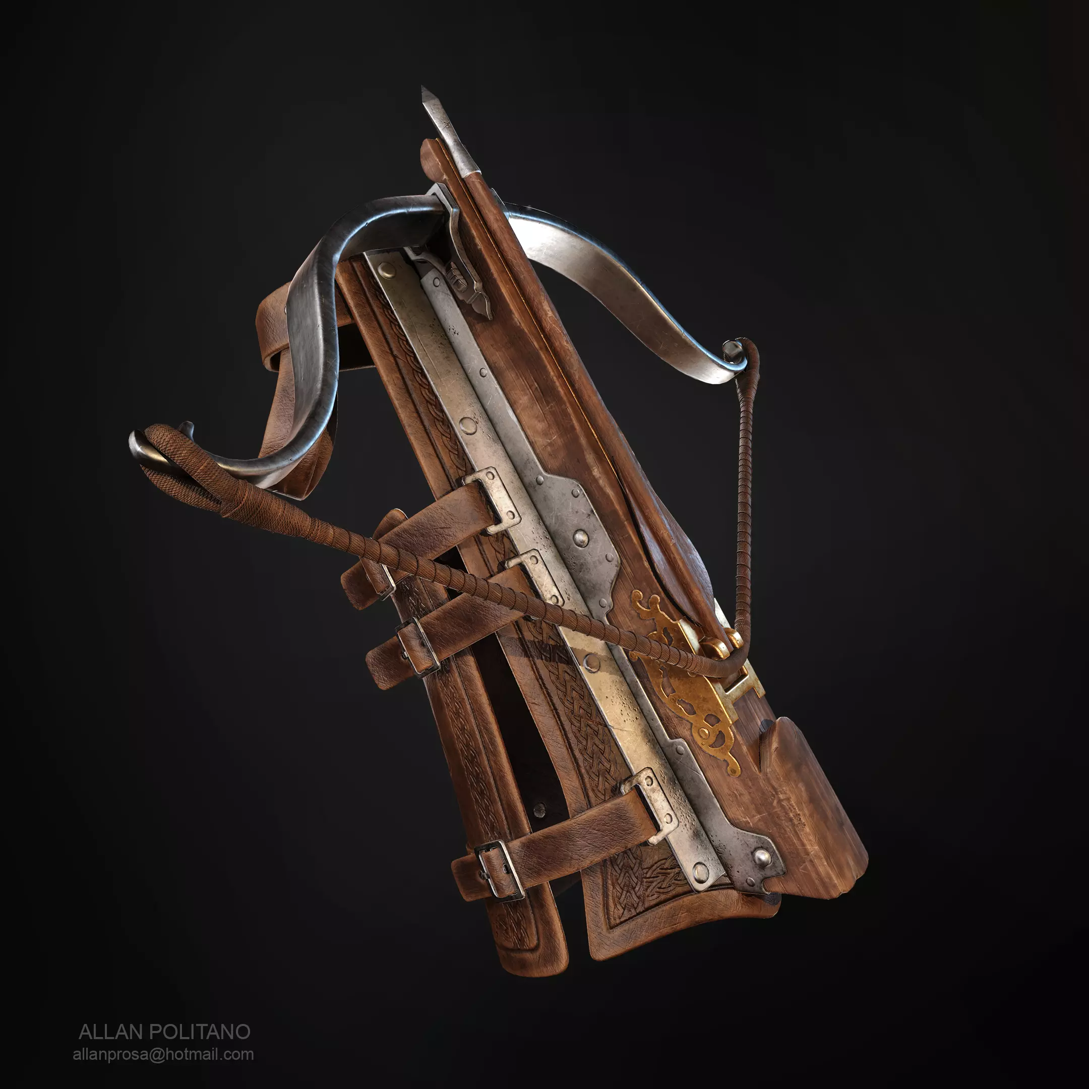 Medieval Gauntlet Crossbow Low-poly 3D model_0
