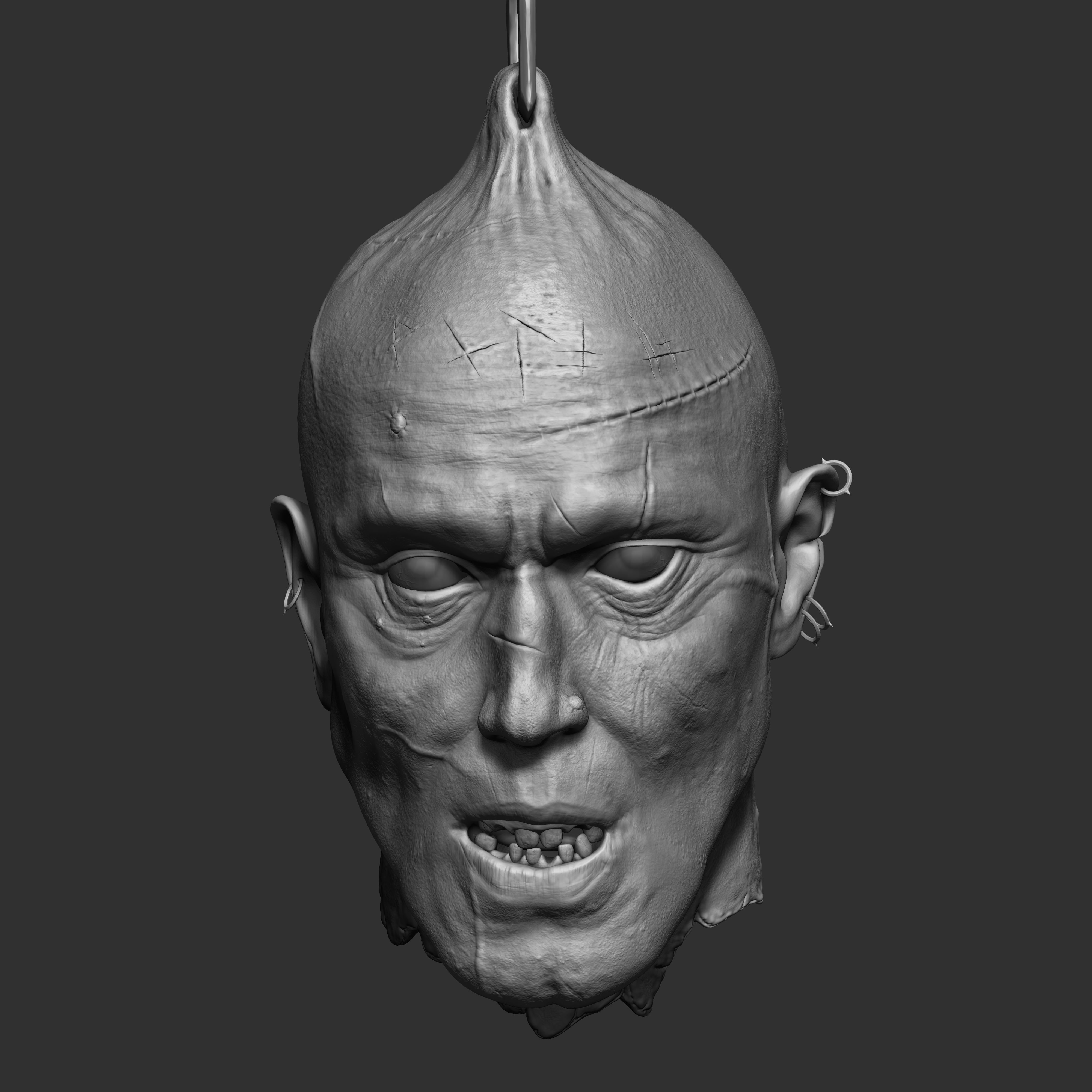 Decapitated-dead-Zombie Heads High Poly and Low Poly  Low-poly 3D model_7