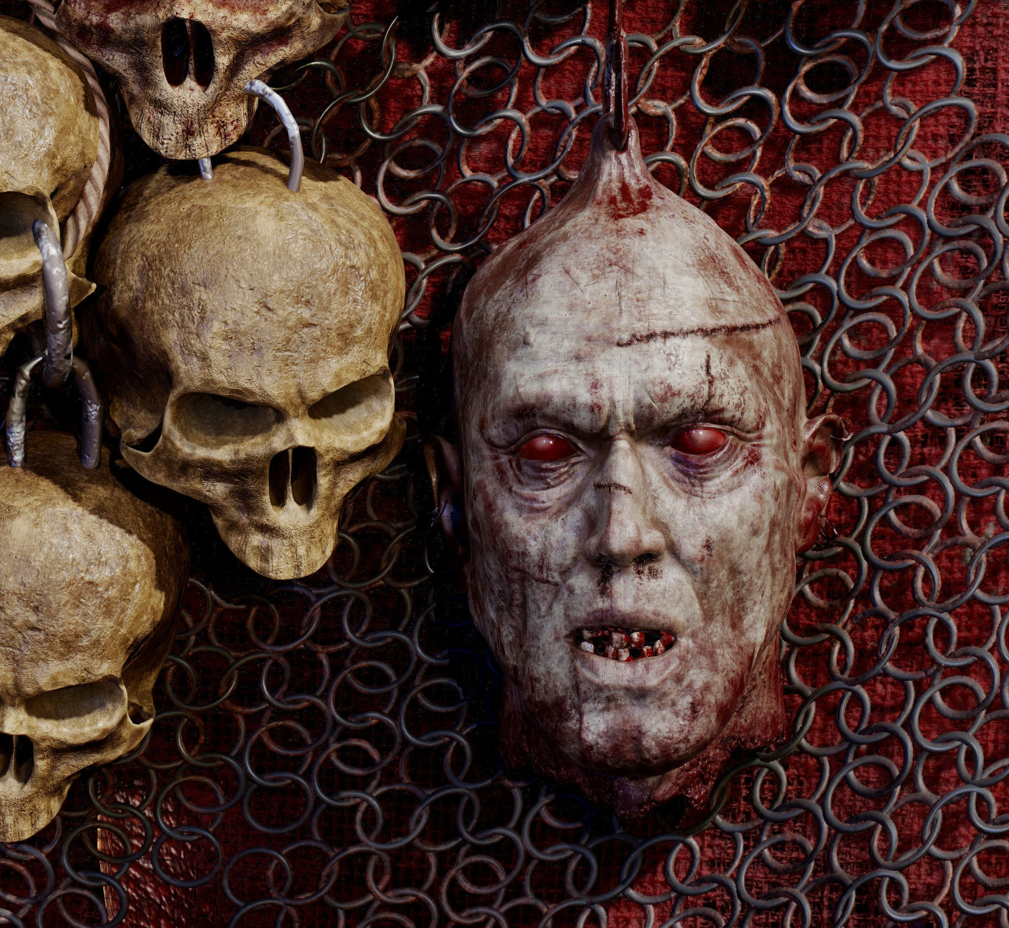 Decapitated-dead-Zombie Heads High Poly and Low Poly  Low-poly 3D model_5