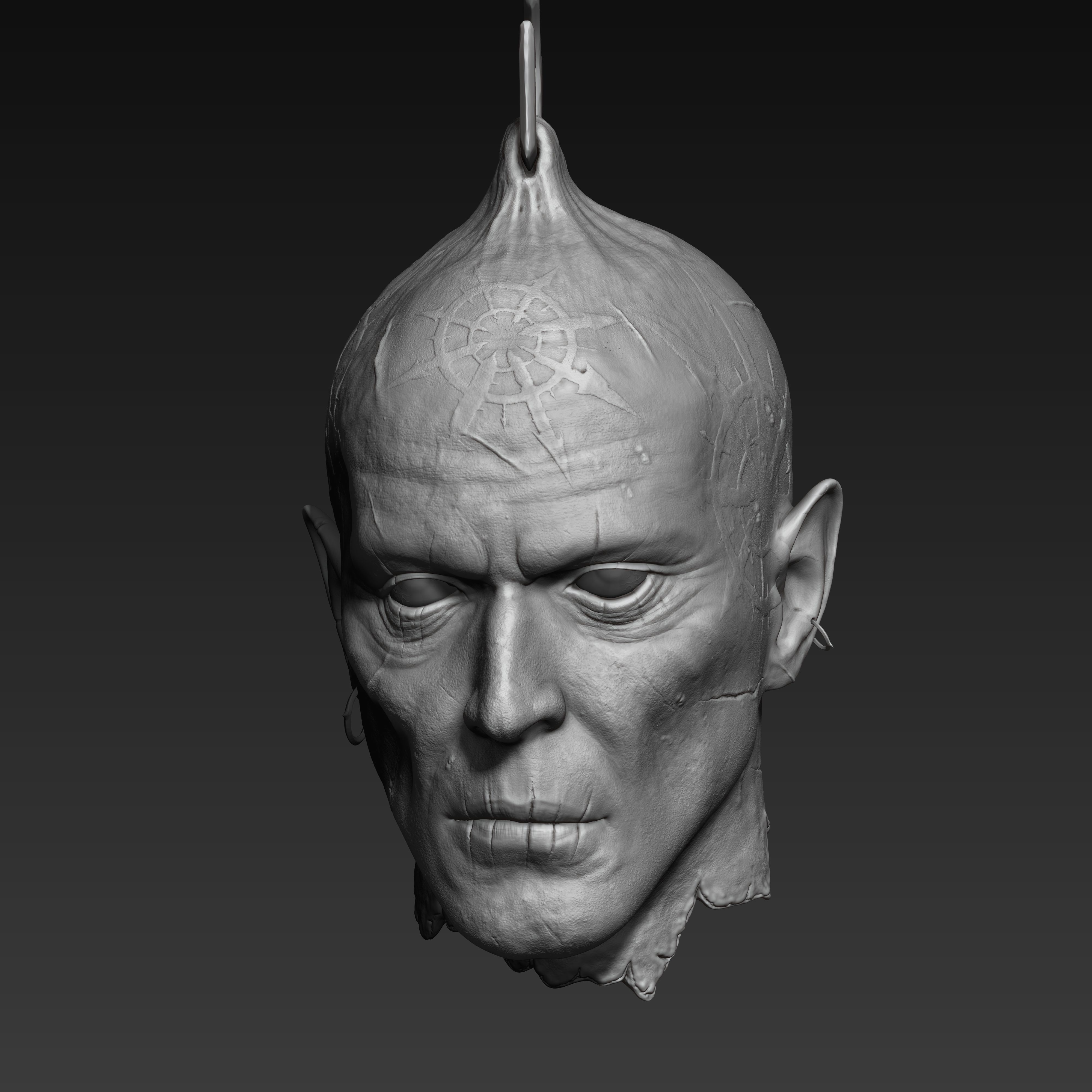 Decapitated-dead-Zombie Heads High Poly and Low Poly  Low-poly 3D model_8