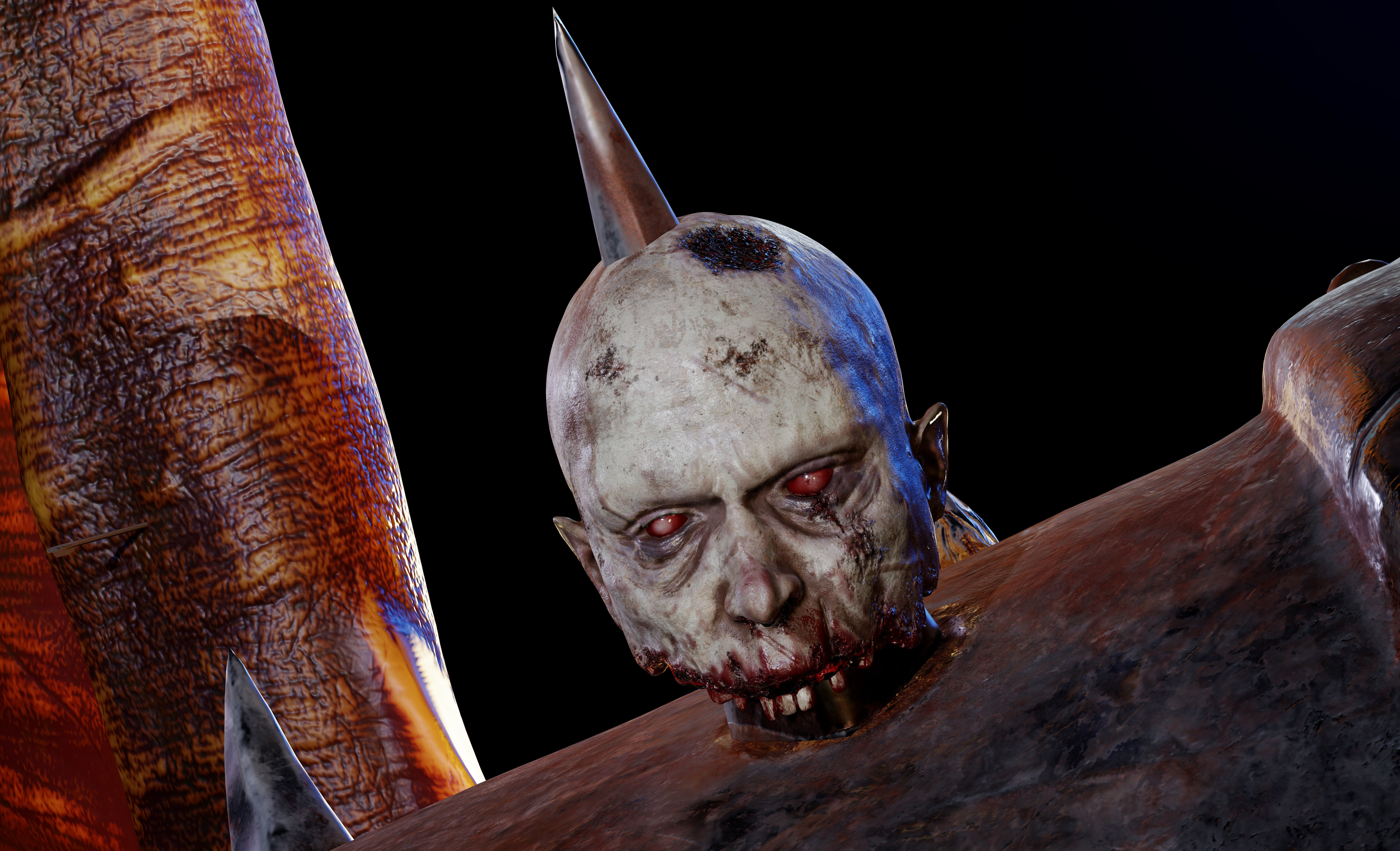 Decapitated-dead-Zombie Heads High Poly and Low Poly  Low-poly 3D model_4
