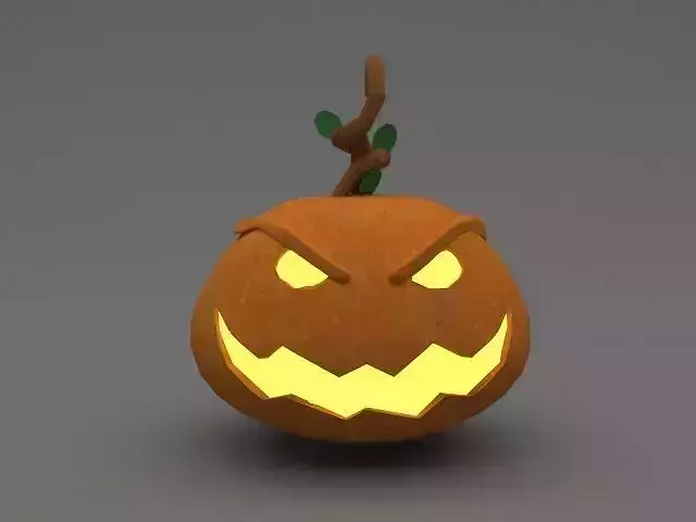 Pumpkin jack-o-lantern with glowing eyes