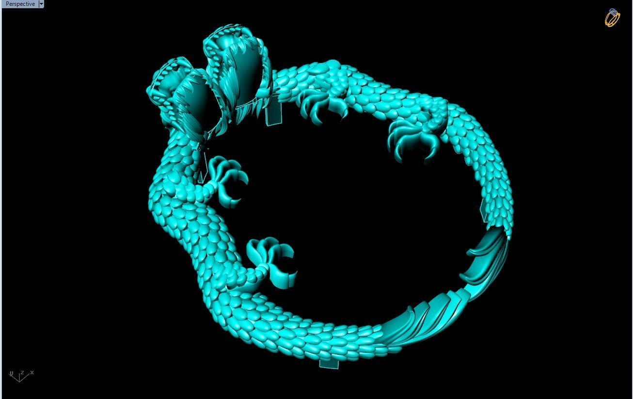 Dragon pendant - Double Dragon pendant 3D print model_4