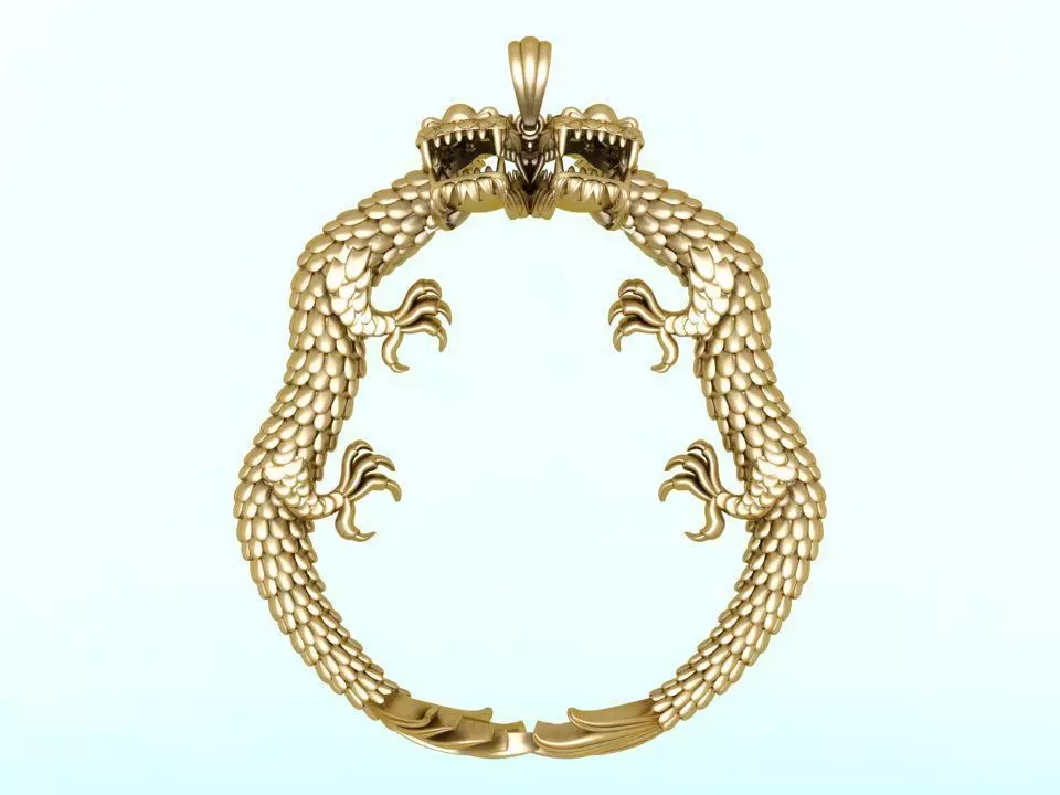 Dragon pendant - Double Dragon pendant 3D print model_0