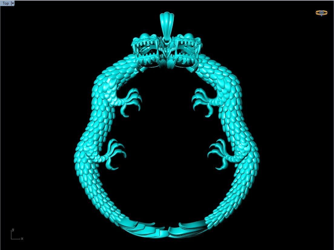 Dragon pendant - Double Dragon pendant 3D print model_3