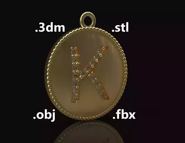 Model 176 Alphabets Necklace  The Letter K Necklace Camber 3D print model