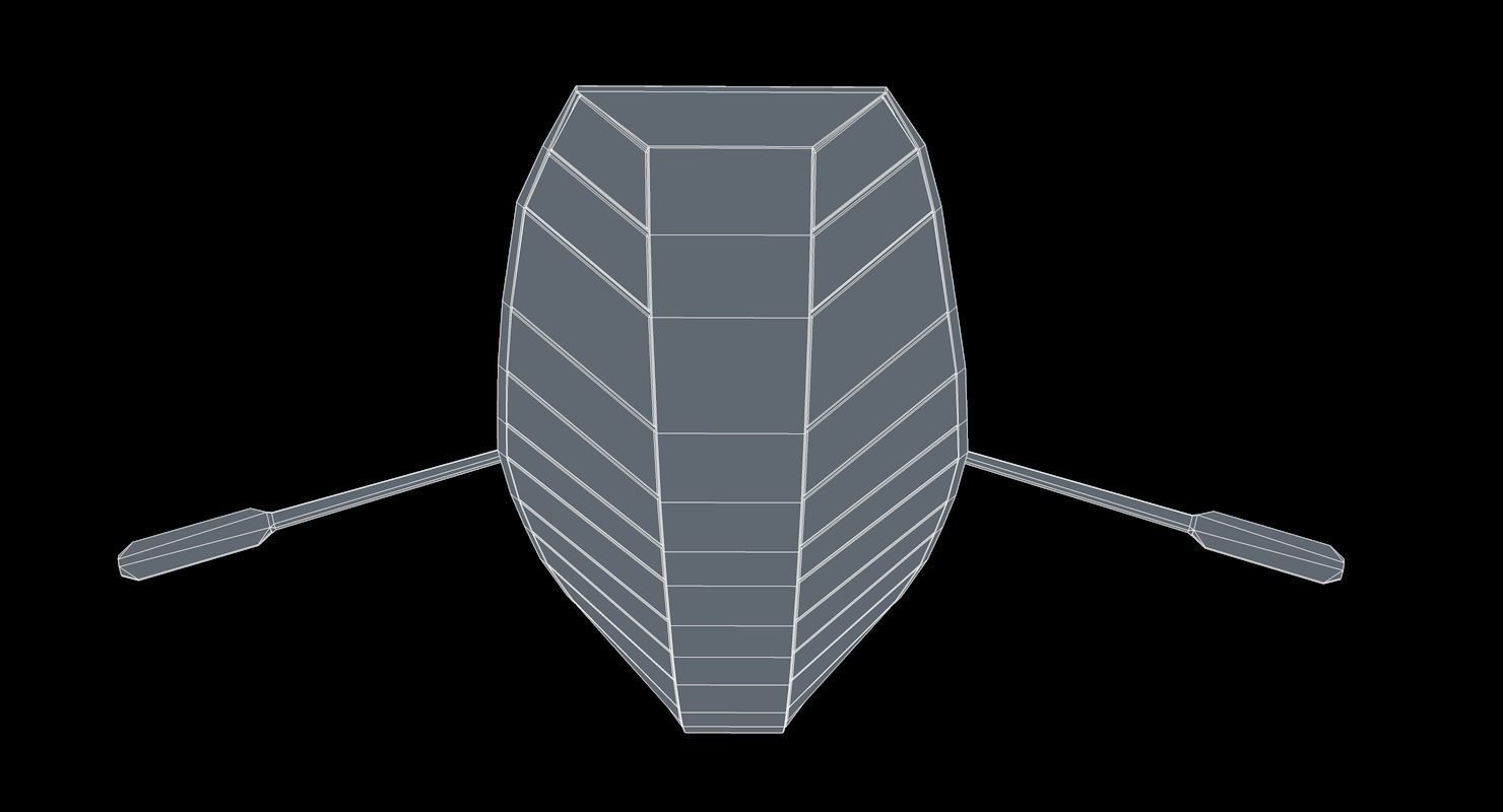 Boat Low Poly wooden with paddle Low-poly 3D model_13