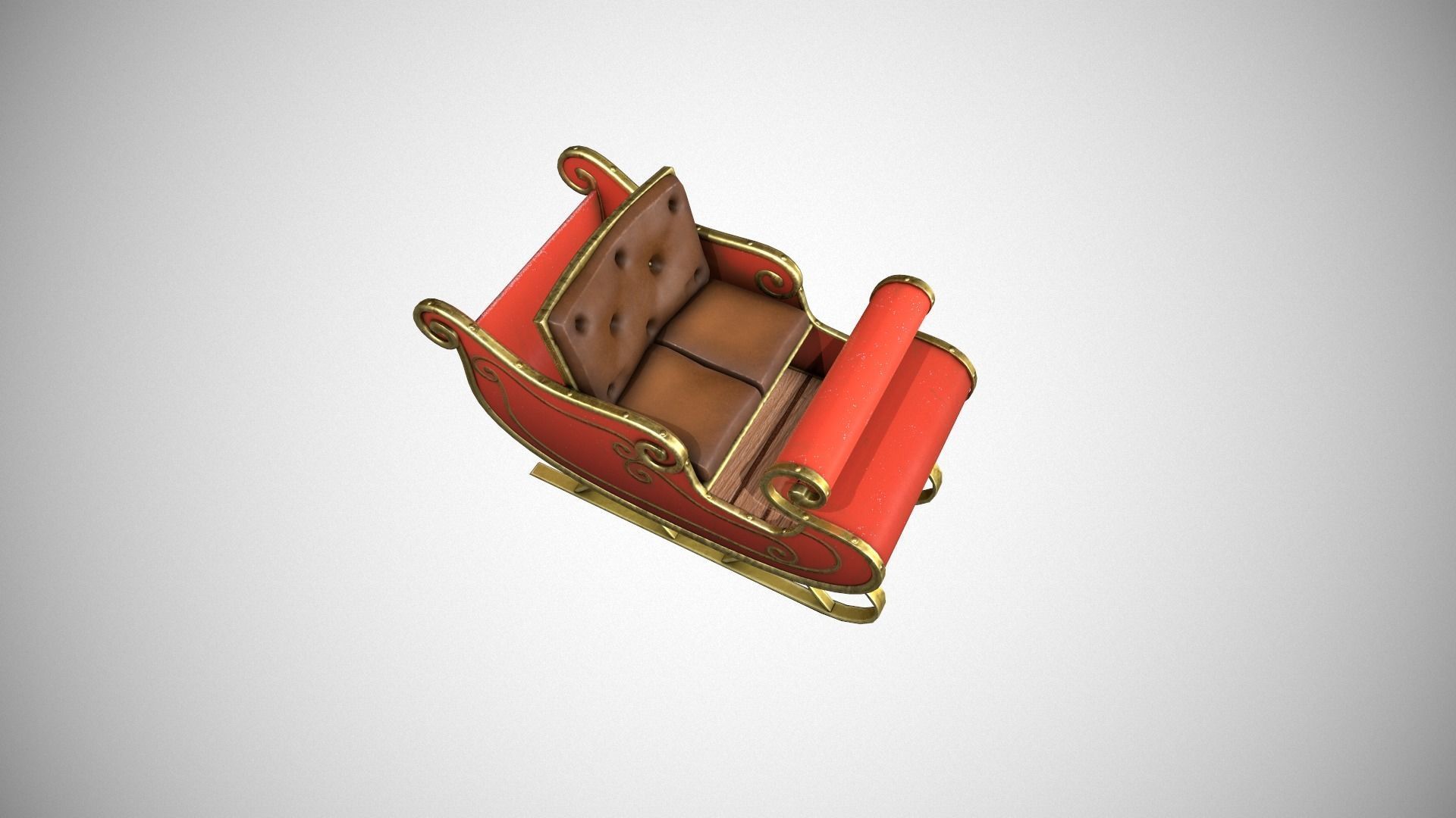 Santas Sleigh Low-poly 3D model_12