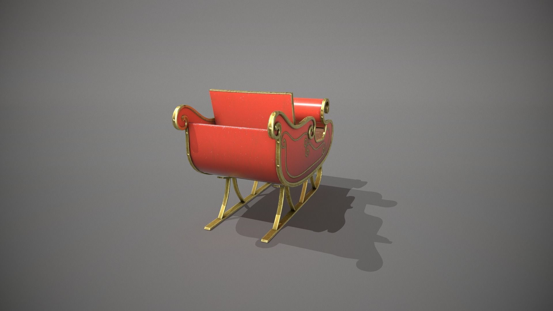 Santas Sleigh Low-poly 3D model_3
