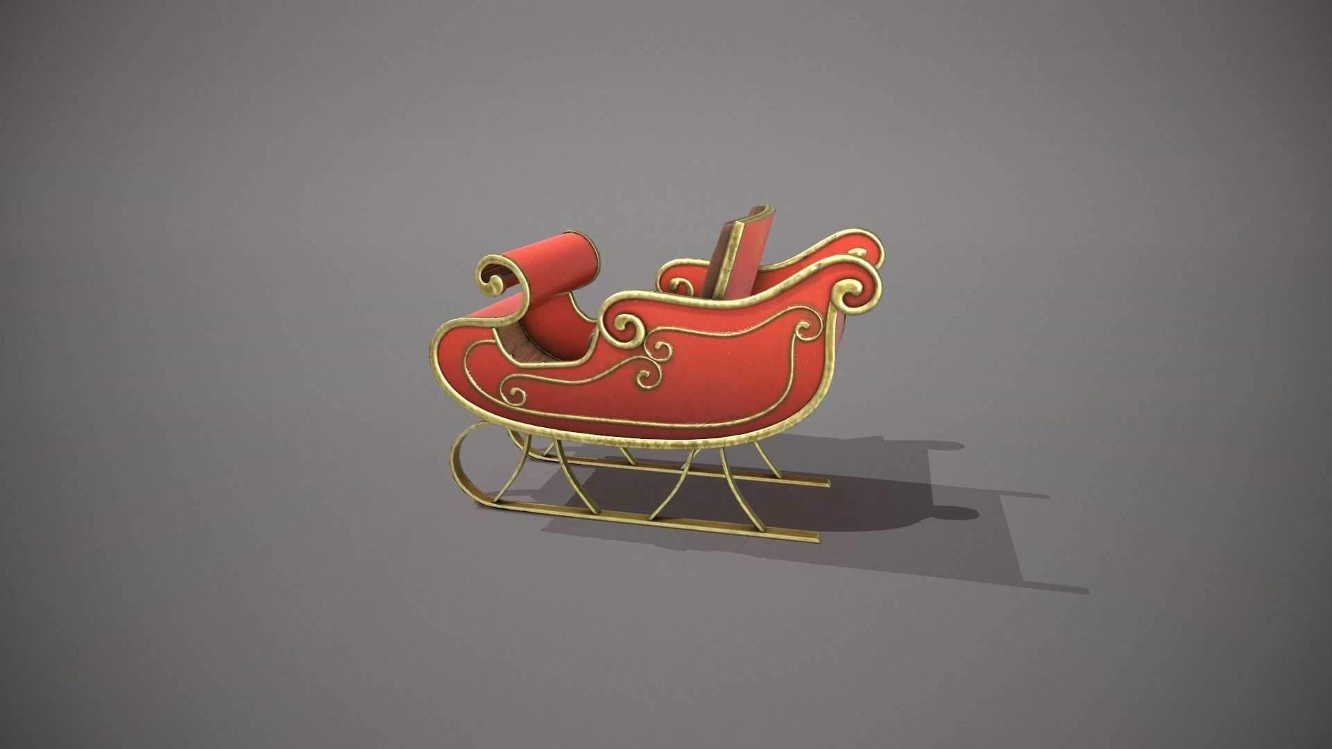 Santas Sleigh Low-poly 3D model_6