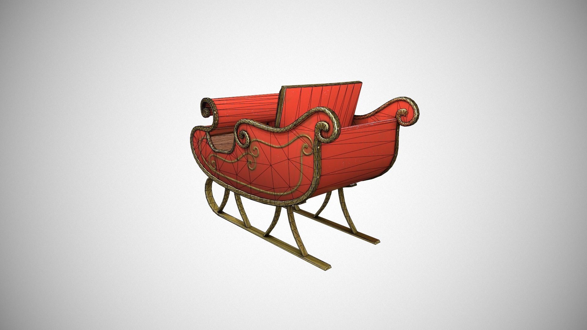 Santas Sleigh Low-poly 3D model_17