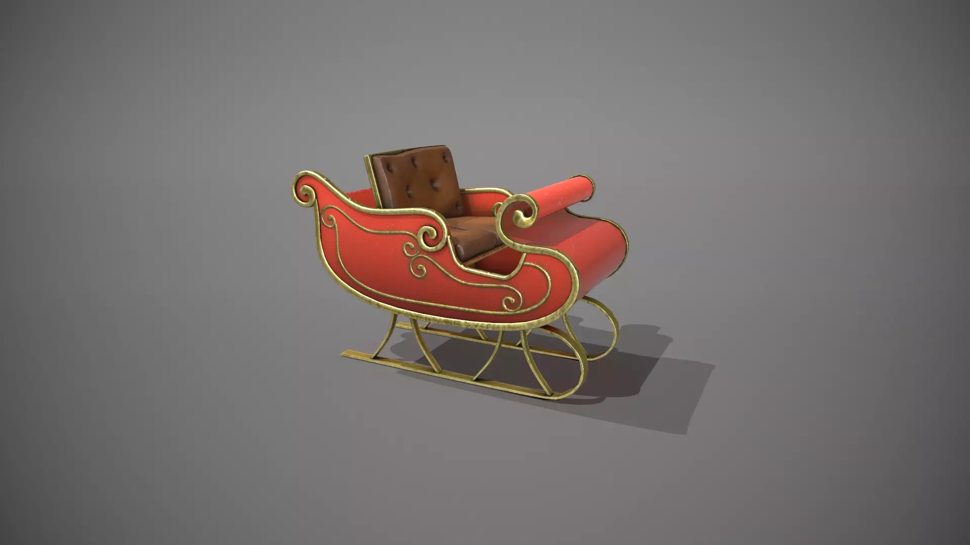Santas Sleigh Low-poly 3D model_0