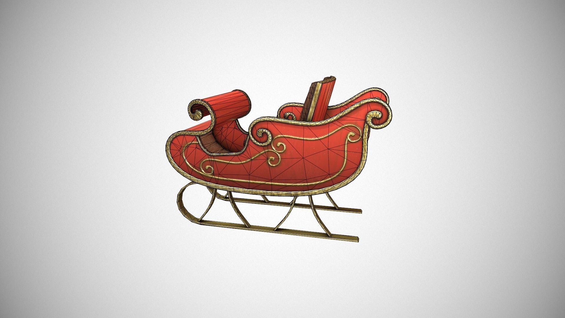Santas Sleigh Low-poly 3D model_18