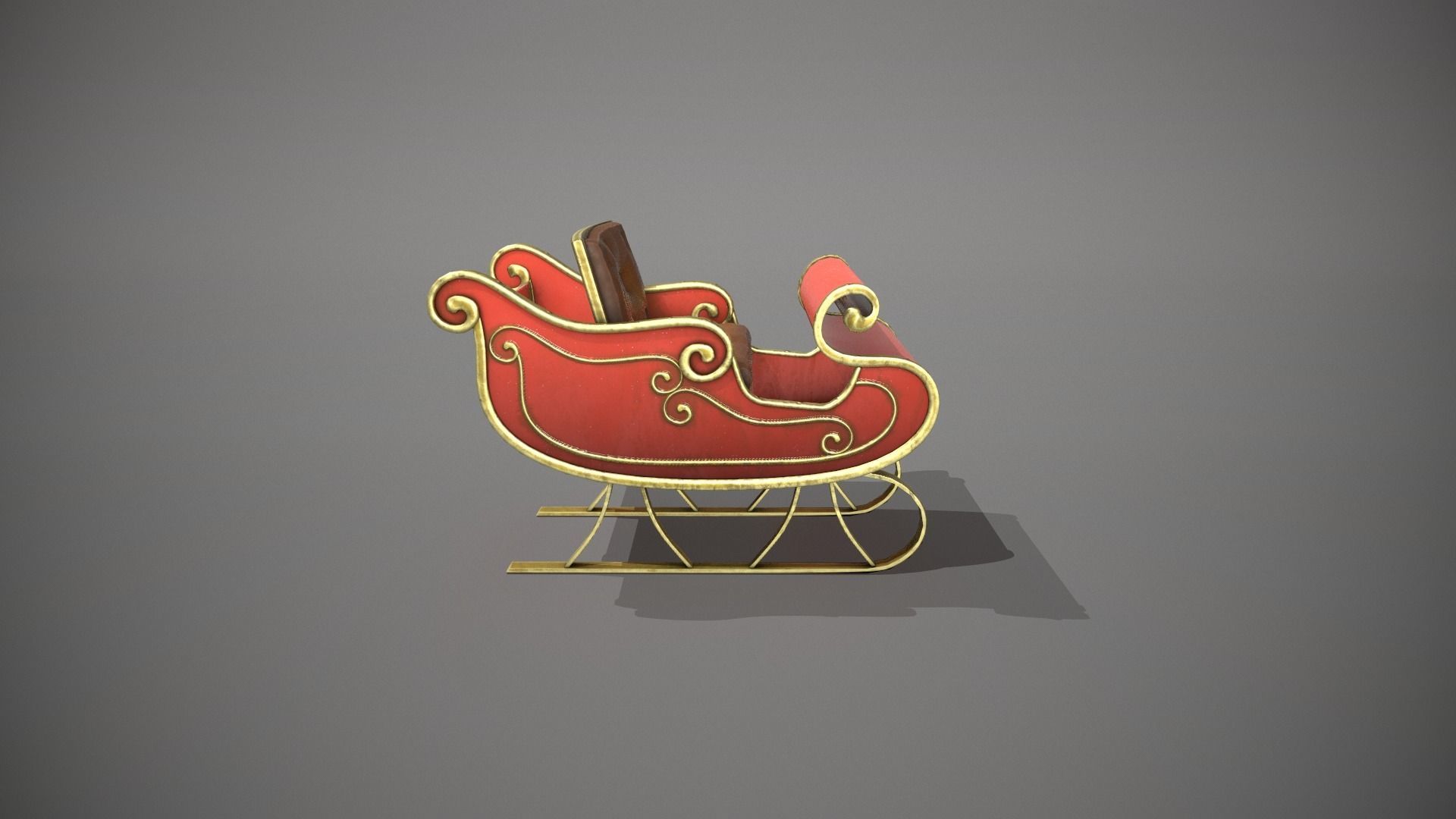 Santas Sleigh Low-poly 3D model_1