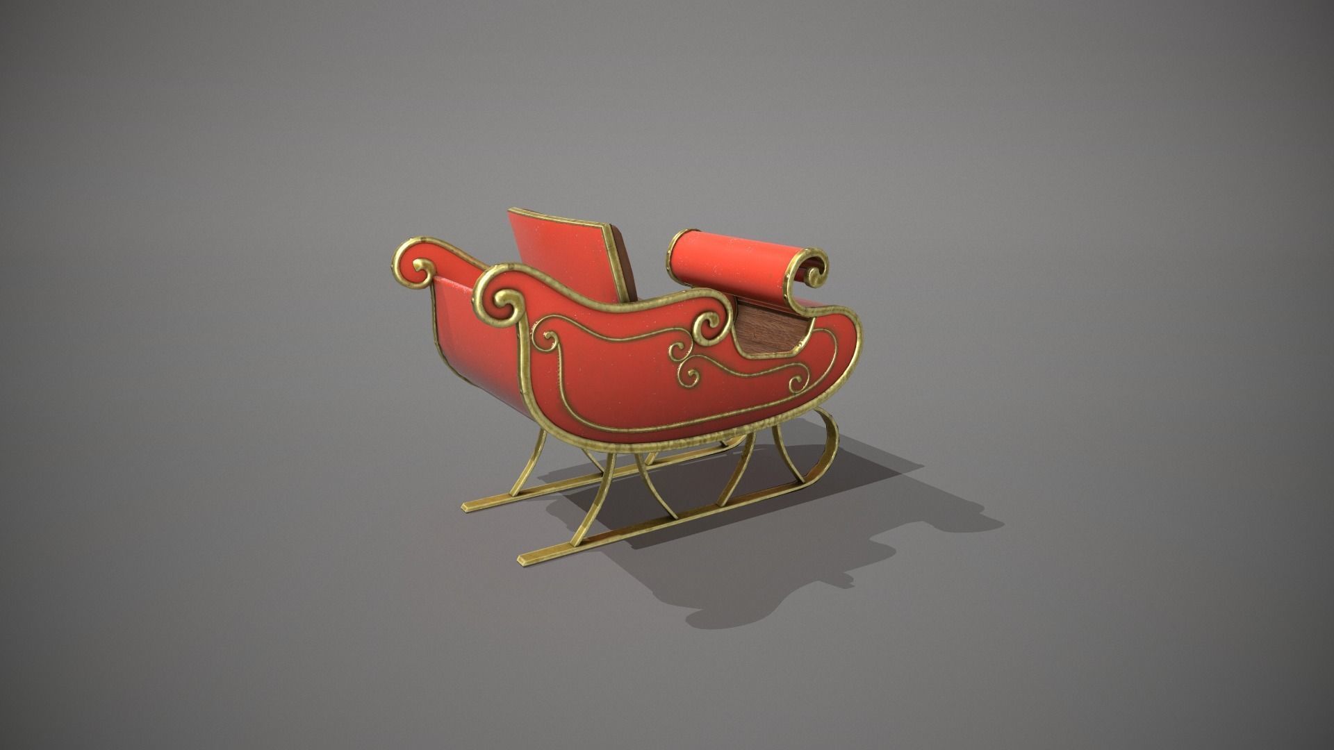Santas Sleigh Low-poly 3D model_2