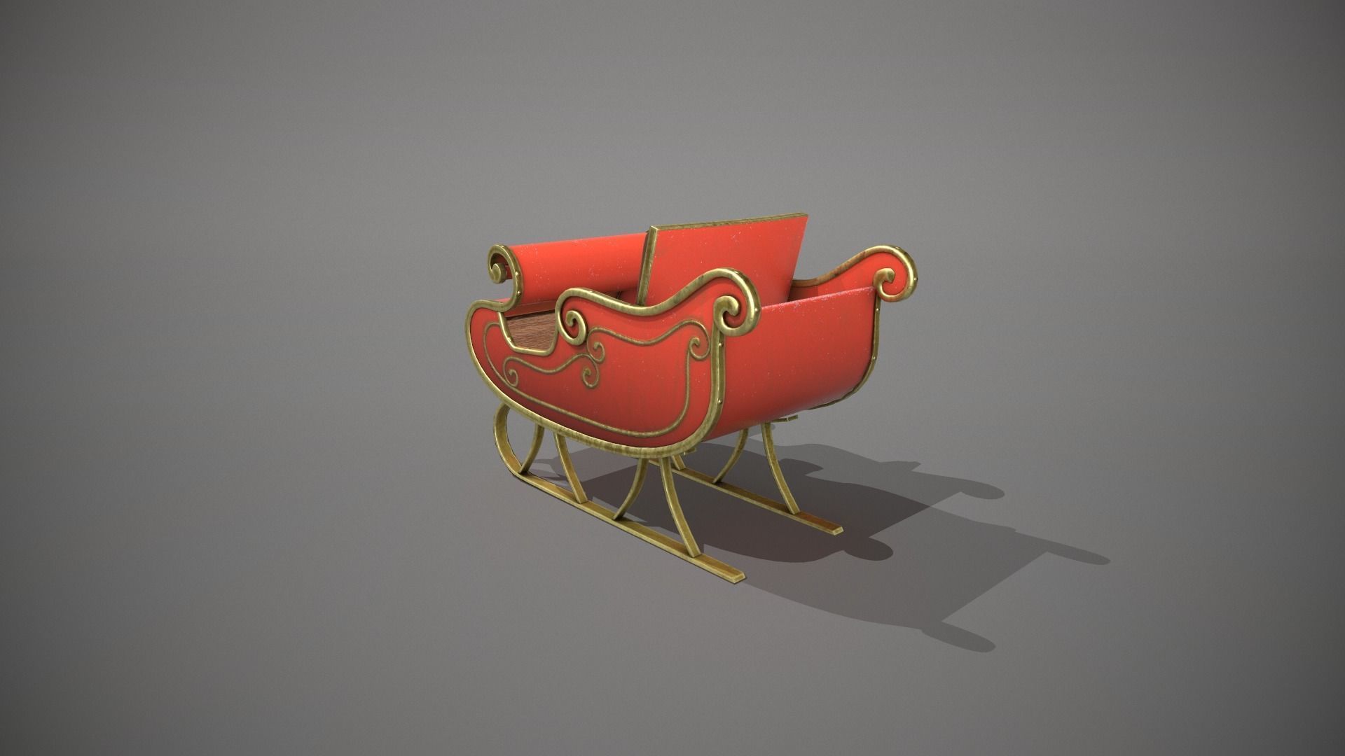 Santas Sleigh Low-poly 3D model_5