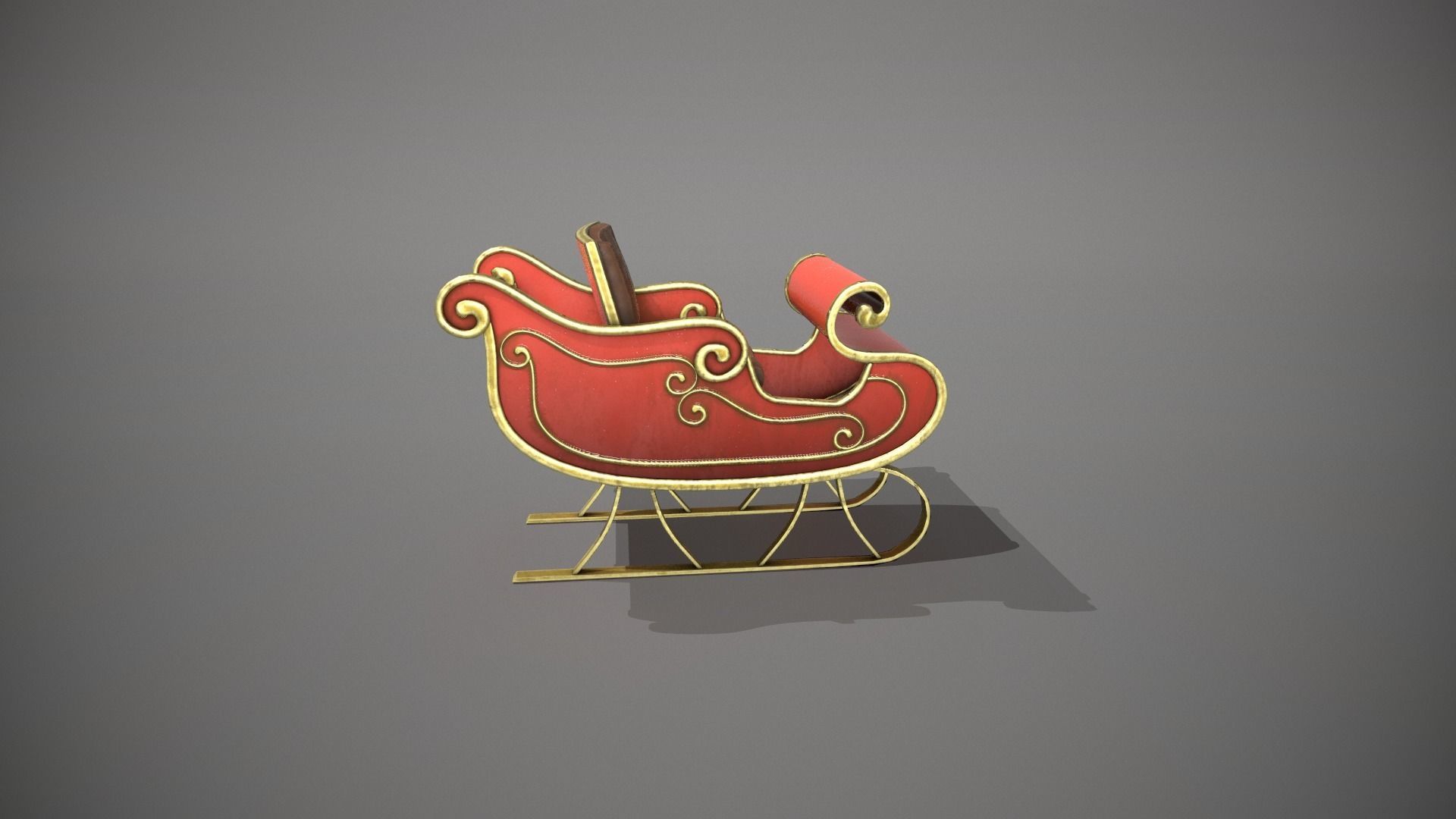 Santas Sleigh Low-poly 3D model_11