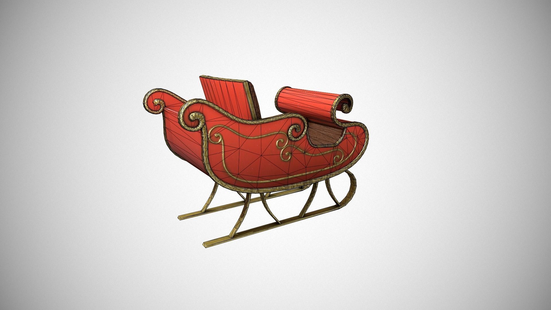 Santas Sleigh Low-poly 3D model_14
