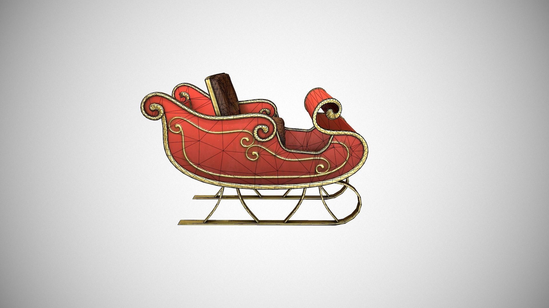 Santas Sleigh Low-poly 3D model_13