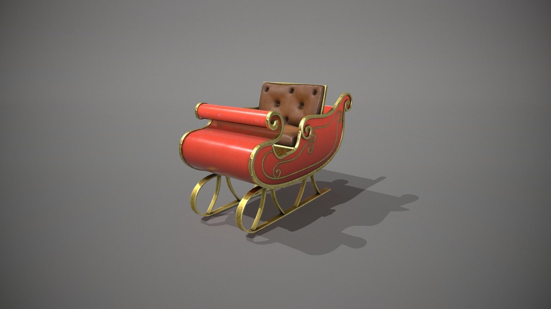 Santas Sleigh Low-poly 3D model_8