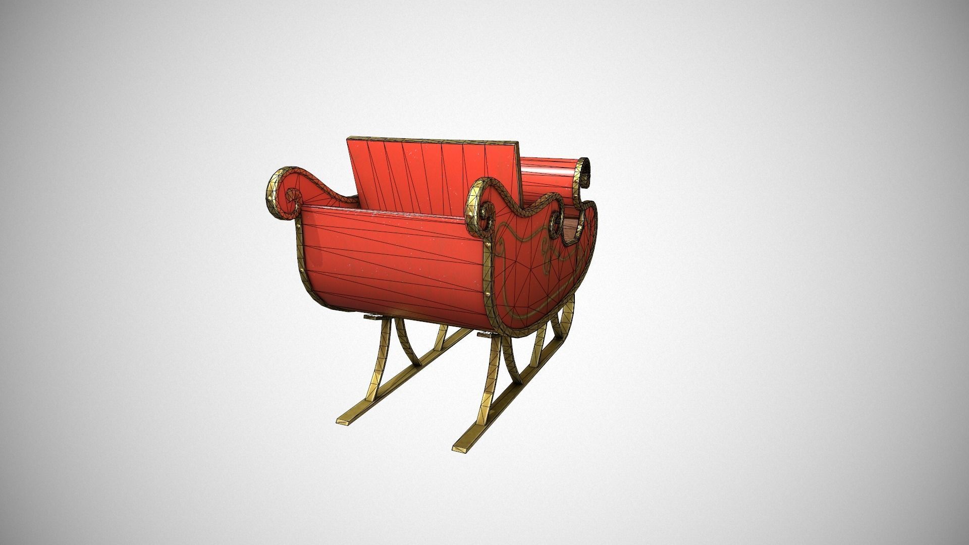 Santas Sleigh Low-poly 3D model_15