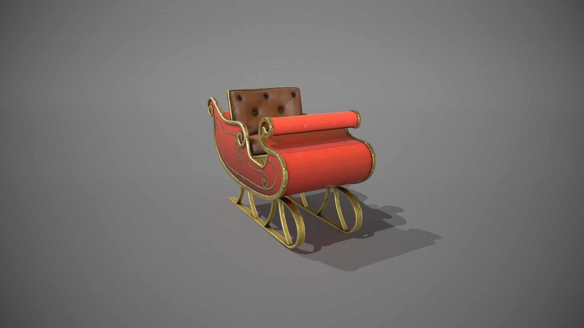 Santas Sleigh Low-poly 3D model_10
