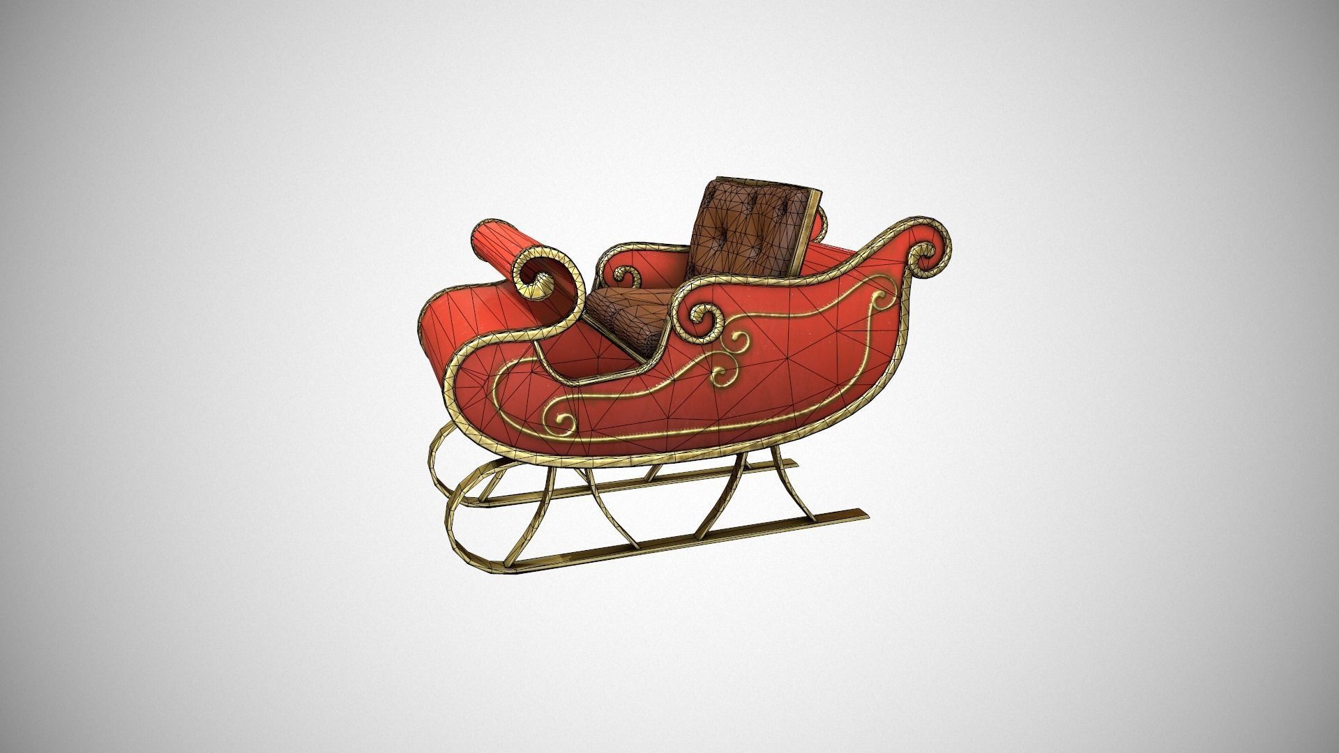 Santas Sleigh Low-poly 3D model_19