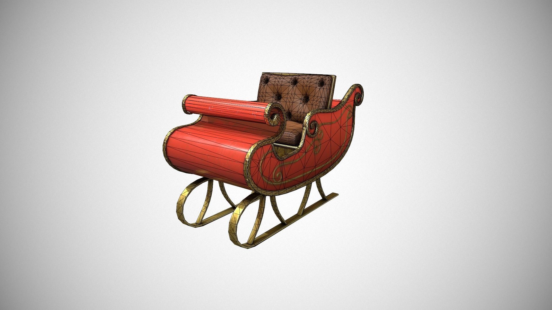 Santas Sleigh Low-poly 3D model_20