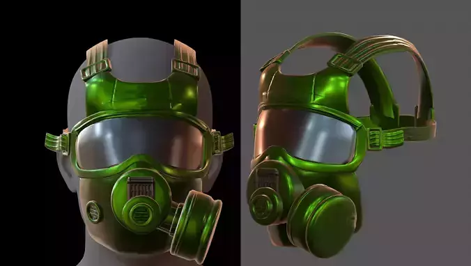 Gas mask helmet 3d model scifi Low-poly 