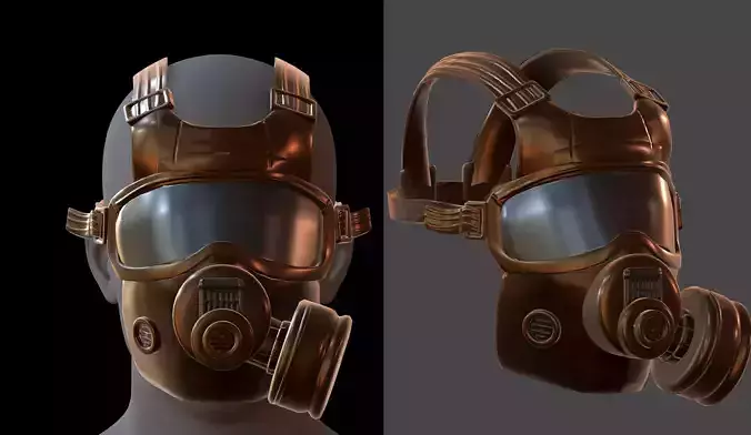 Gas mask helmet 3d model scifi Low-poly 
