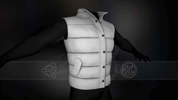 White Puffer Vest Low-poly 3D model