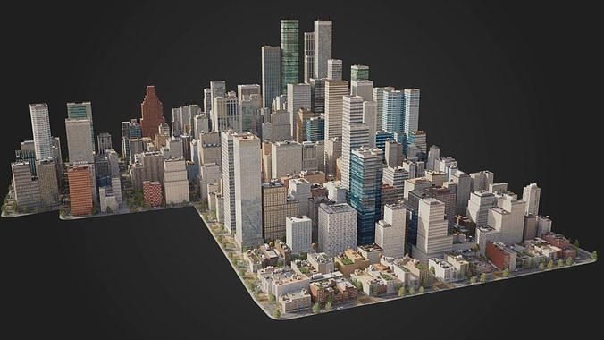 Realistic City C1 MAYA Low-poly 3D model 3