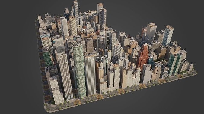 Realistic City C1 MAYA Low-poly 3D model 7