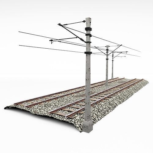 Train track poles pack 3D model