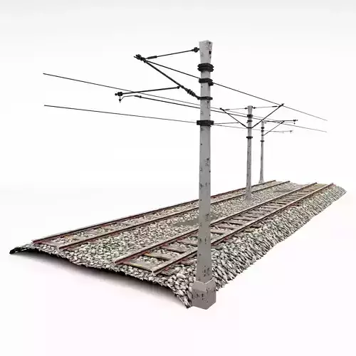 Train track poles pack 3D model