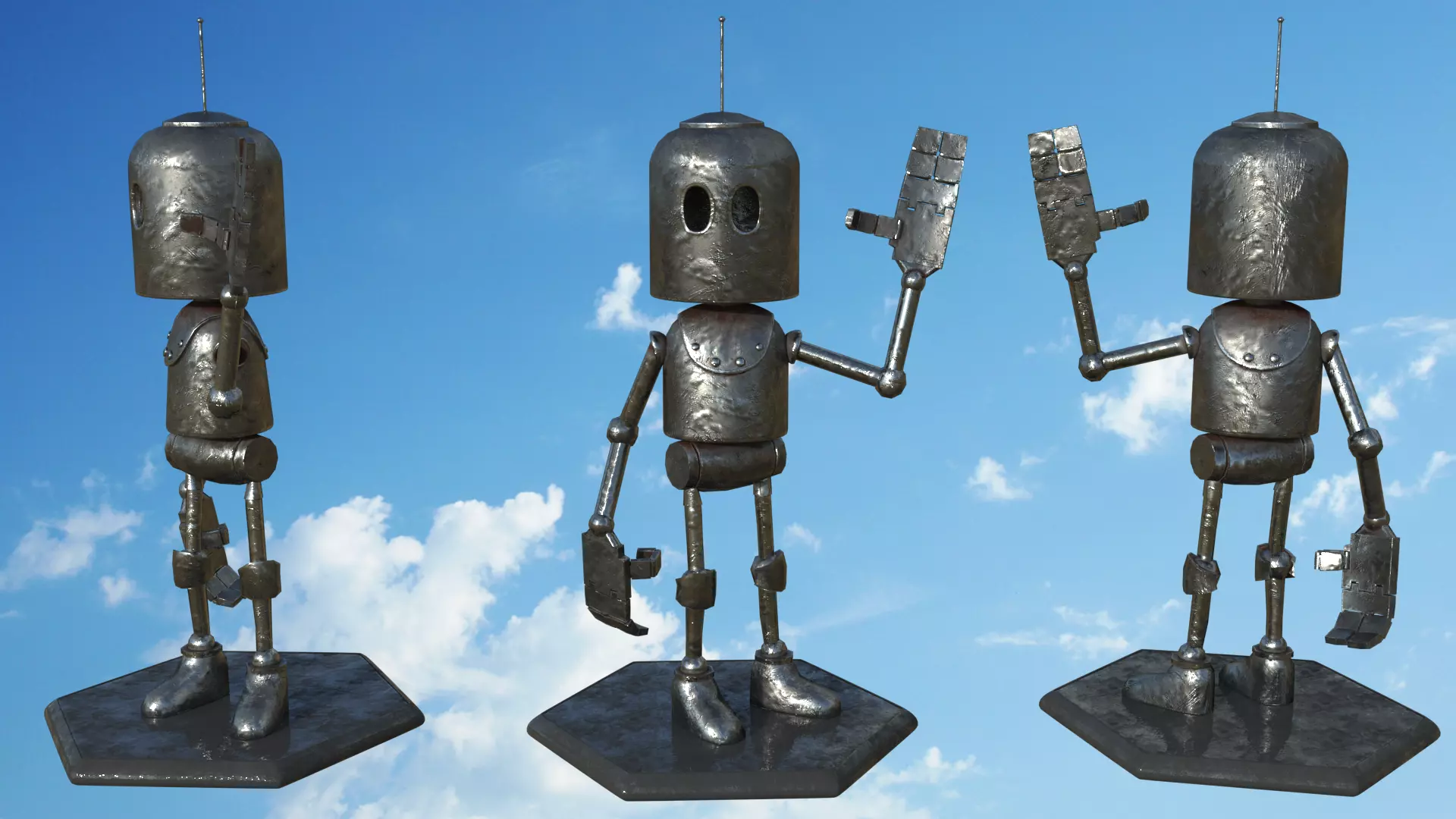 Little robot Low-poly 3D model_0