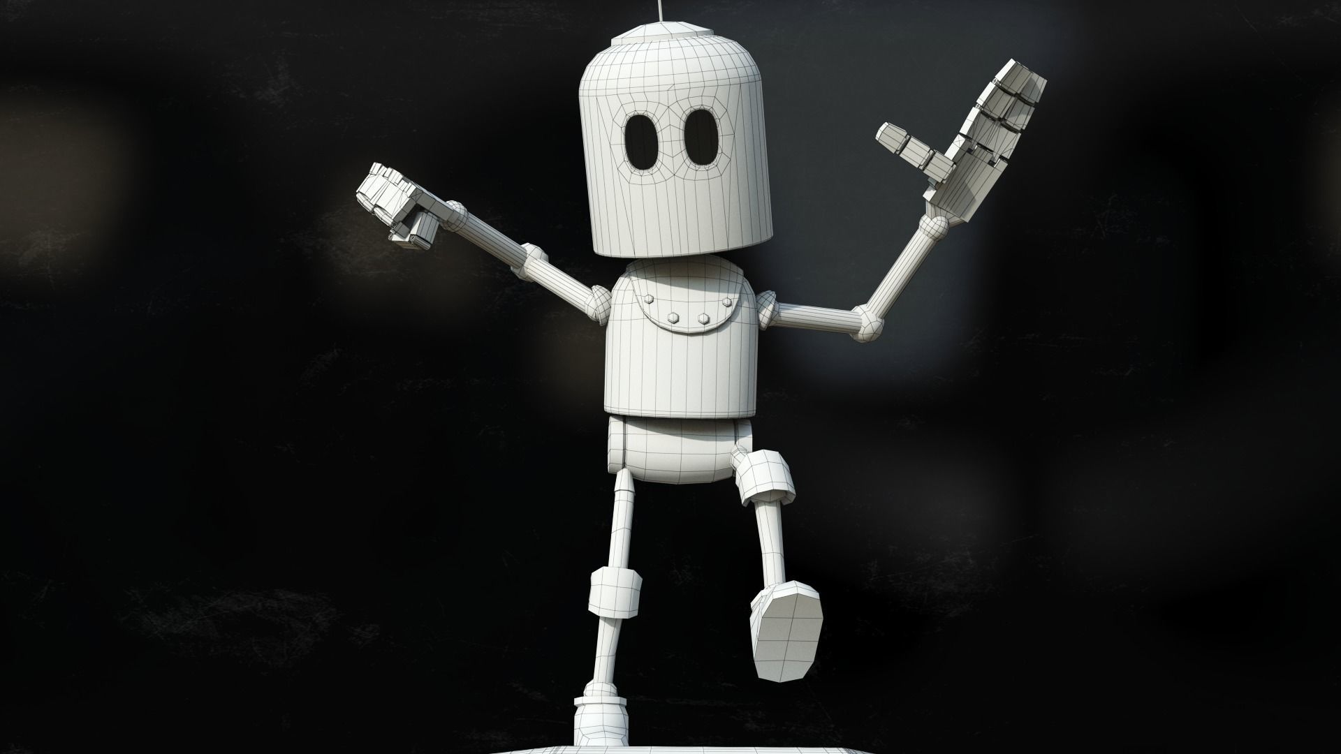 Little robot Low-poly 3D model_14