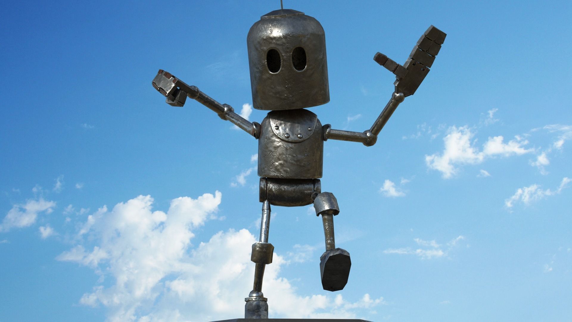 Little robot Low-poly 3D model_6