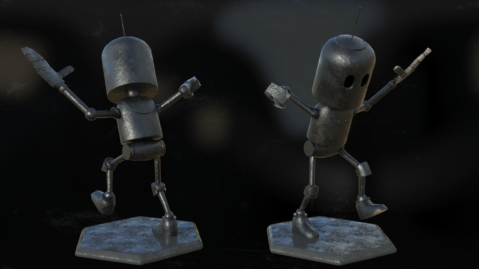 Little robot Low-poly 3D model_10