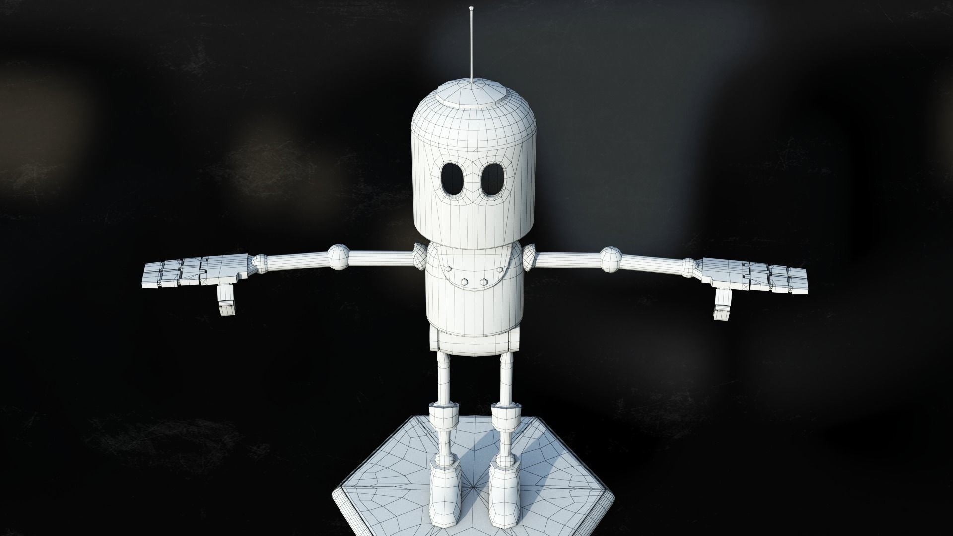 Little robot Low-poly 3D model_16