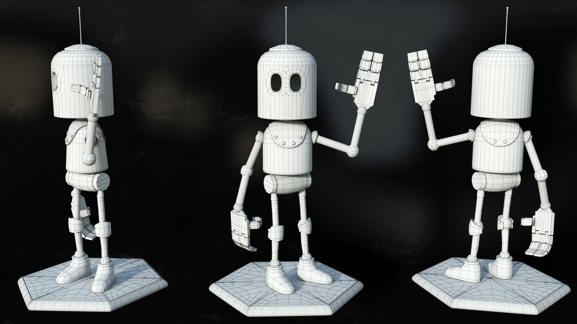 Little robot Low-poly 3D model_9