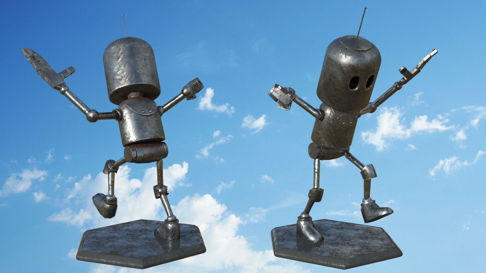 Little robot Low-poly 3D model_5