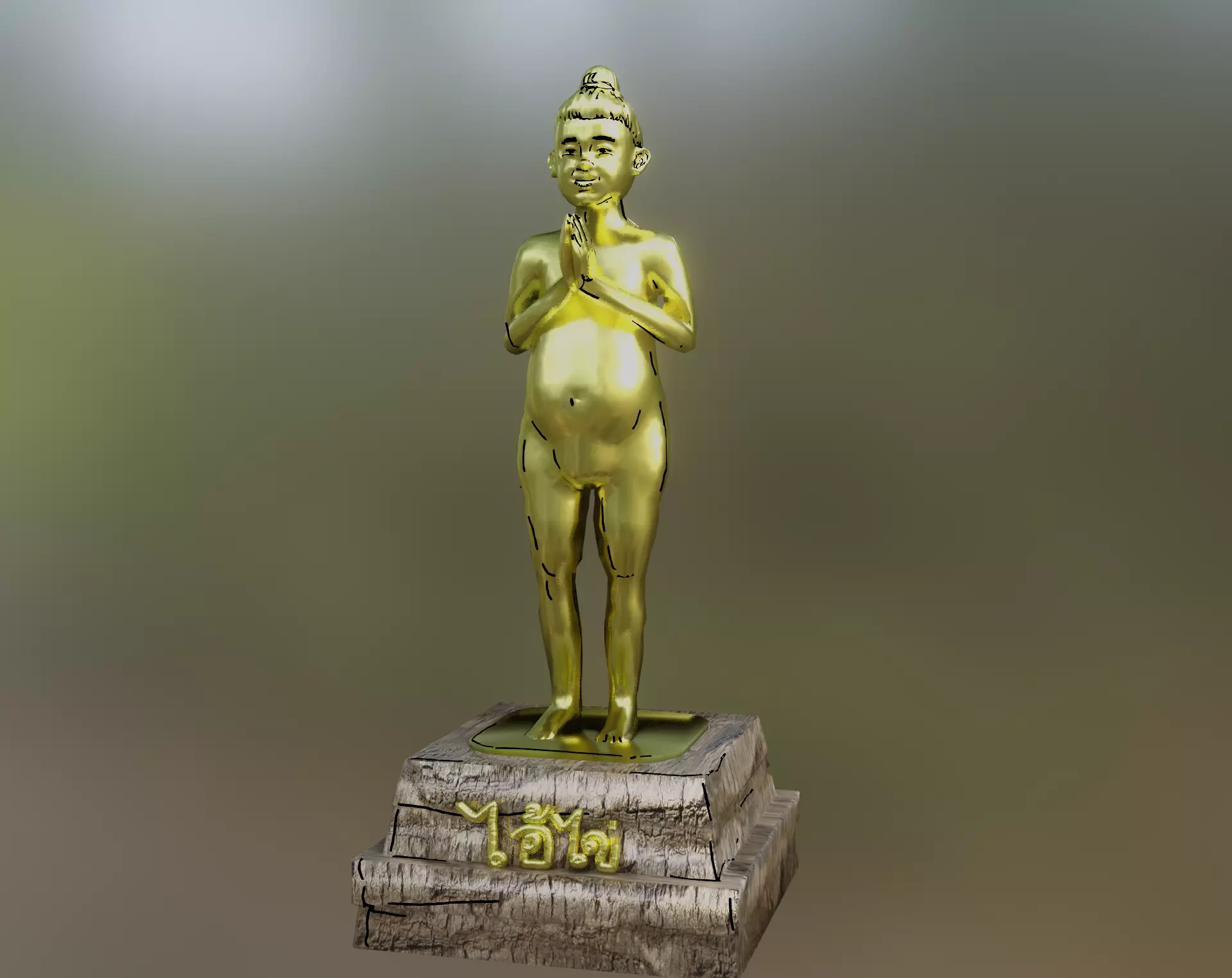 thai gold kid statue Free 3D model