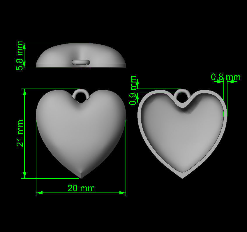 Heart pendant  3D print model_3