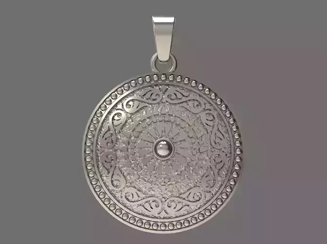 Pendant 3D print model sterling silver round